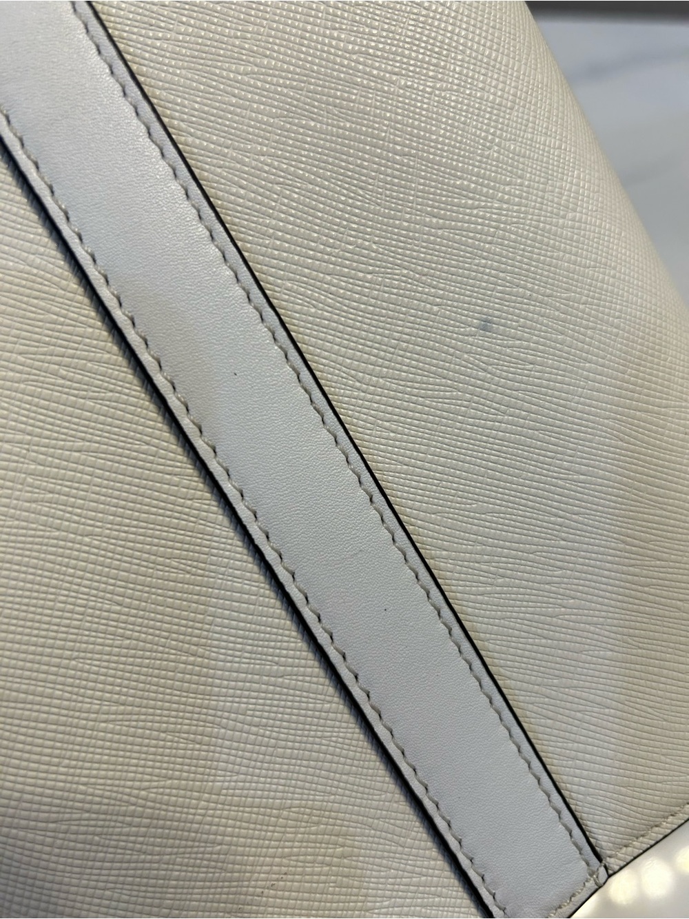Prada White City Calfskin Saffiano Greche Paradigme Bag. NO SHOULDER STRAP - Picture 9 of 16